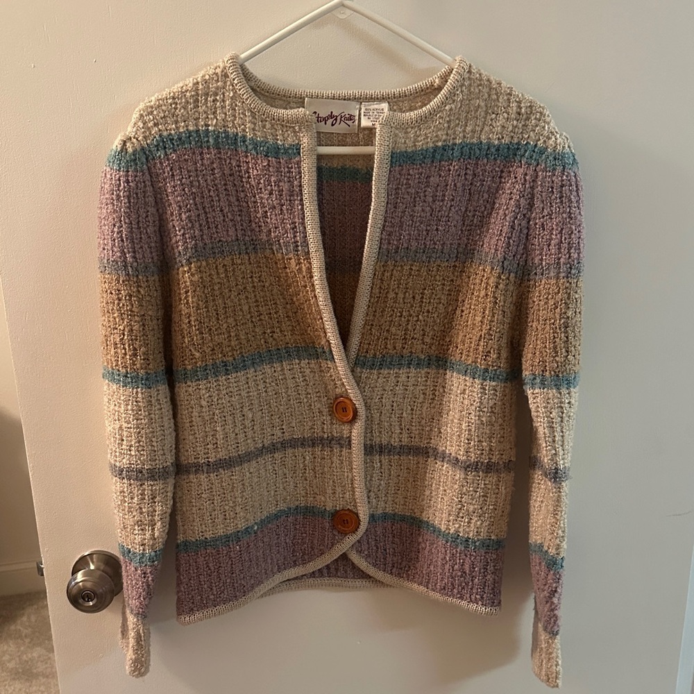 Vintage sharpely knits medium  Multicolor Striped Cardigan